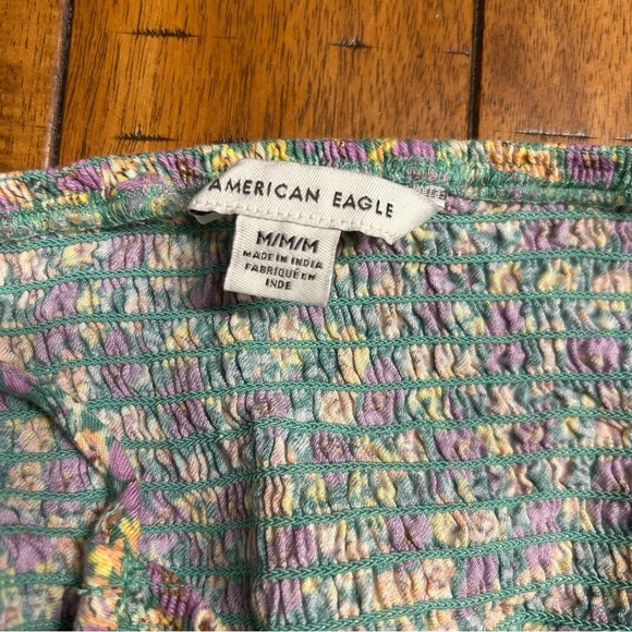 American Eagle Floral Baby Doll Sleeveless Top, Sz Medium, Yellow, Green, Purple - Picture 5 of 7